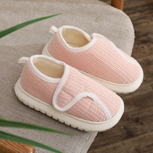 รองเท้าแตะบ้านฤดูใบไม้ร่วง/ฤดูหนาว รองเท้าแตะบ้านแบบมีหัวเข็มขัดแบบมีขนหนา รองเท้าแตะบ้านแบบกันลื่น รองเท้าแตะบ้านแบบเงียบ รองเท้าแตะบ้านแบบมีส้นสำหรับผู้หญิงตั้งครรภ์