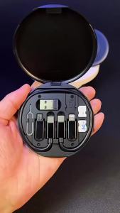 60W 6-in-1 Fast Charging Cable USB-C/Type-C to USB/Lightning Portable Data Cord Storage Box for iPhone Samsung Huawei Xiaomi