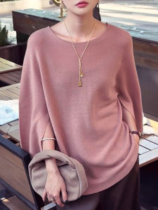 QINGNAER | Gentle French Style Loose Batwing Big Size Women Knitwear