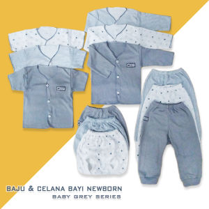 Baju Celana Bayi Baru Lahir Seri Abu Celana Pop Panjang Pendek Baby Newborn