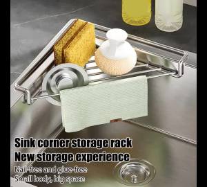 Giá Để Đồ Đa Năng Bằng Thép Không Gỉ Hình Tam Giác Góc Cạnh Để Bọt Biển Dụng Cụ Nhà Bếp