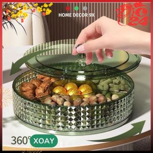 Khay Đựng Mứt Tết Bánh Kẹo Tết Sang Trọng Xoay 360 Độ Phong Cách Bắc Âu 2024