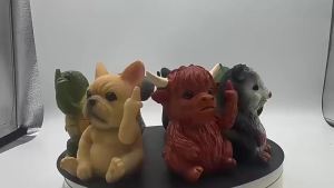 Mini Animal Statues Resin Decorations - Frog Cat Dog Office Desk Funny Gifts Bedroom Headboard Ornaments