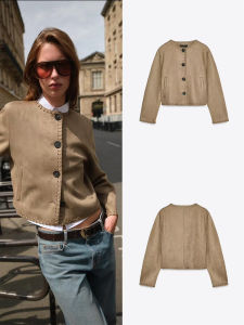 แจ็คเก็ตผ้าขนแกะถักคอปมแฟชั่นฤดูใบไม้ร่วงใหม่ แจ็คเก็ตผู้หญิง ทรงเข้ารูป แขนยาว ปกติ สีสันสดใส สำหรับผู้หญิง