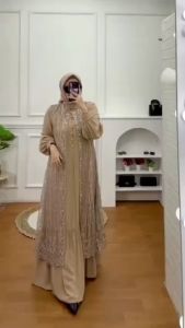 gamis lebaran 2023 viral / baju gamis model sekarang perempuan / gamis murah tapi mewah / Belaria Dress Brokat