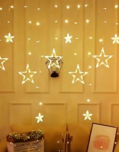 3.5M 138LED Icicle Star String Lights Fairy Lantern Curtain Christmas Lights Garland For Wedding Home Birthday Party Decoration