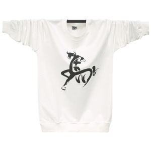 Mens Red Long Sleeve T-Shirt Pure Cotton Loose Fit 2026 Horse Year New Style Teenage Trendy round Neck Base Shirt Casual Wear