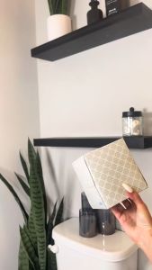 Two-Layer Display Rack & Floating Wooden Shelves Design