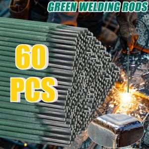 60Pcs Table Super Fine Green-skinned Welding Rods Low Melting Point 2mm Carbon Steel Weld Bar Universal Color Steel Tiles Galvanized Pipe Repair Tool