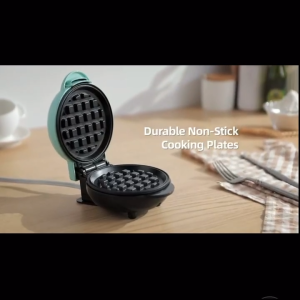 Mini Portable Electric Waffle Maker - Double - Sided Heating Foldable Design for Office Camping & Dorm Use
