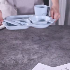 【BPA Free 】6 PCS Baby Cutlery Set Kids Plate Bowls With Spoon Fork Training Cutlery Kids Tableware