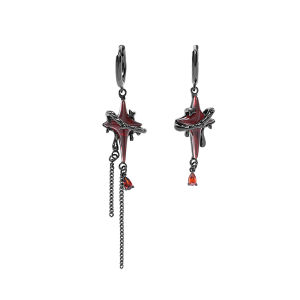 ต่างหูสี่เหลี่ยมสีแดงสไตล์ปังสุดเท่สำหรับผู้หญิง ดีไซน์ดั้งเดิม Y2K ดีไซน์เก๋ไก๋ ต่างหูสุดเท่สำหรับผู้หญิง