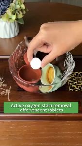 TLE 10pcs/box Multi-Purpose Oxygen Descaling Cleaner Active Oxygen Descaling Bubble Tea Stain Cleaning Agent Water Cup Washing Machine Effervescent Tablets 活氧除垢泡腾片