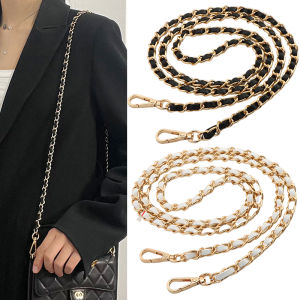 Bag Chain Accessories Pu Leather Metal Chain Woven Bag Strap for Women Crossbody Bag Shoulder Bag Chain