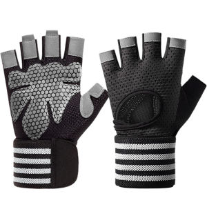 Half Finger Workout Gloves with Wrist Wrap Breathable Non-Slip Weight Lifting Glove for Gym Cycling Outdoor Activities Men Women