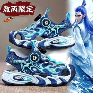 Atongmu Boys Sandals Summer Anti-Slip Beach Thong Slippers Middle Big Kids Students Casual Style Synthetic Leather+Fabric Upgraded Version