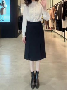 Black Asymmetrical Suit Skirt Womens Spring Autumn High Waist Slim A-Line Mini Skirt Commute Fashion Elegant Lightweight