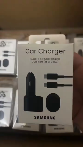 (SG LOWEST) Samsung 45W+15W Duo Super Fast Charging 2.0 Car Charger Adapter Type C USB C Galaxy S24 S23 S22 Note 20 10