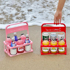 Portable Folding Beverage Storage Rack Beer Handheld Shelf Red Wine Frame Picnic Camping Storage Cup Holder Polished Surface
