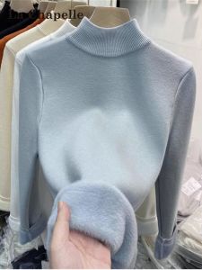 La Chapelle | Áo Sweater Dày Thêm Lông Cừu Ôm Sát Mới Thu Đông Cho Nữ