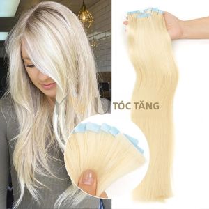 Tóc Nối Băng Keo Trong Suốt Màu Vàng Hoe Tóc Người Chất Liệu PU Kiểu Thẳng Tự Nhiên Dài 12-22 Inch Băng Keo Liền Mạch 10 Chiếc/gói