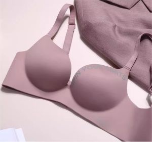 Victorias Secret Womens Underwear Set Red Smooth Wireless Boosting Chest Gathering No Steel Ring Bra Ensemble