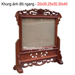 Khung ảnh bàn thờ đôi nằm ngang gỗ hương cỡ 25x35