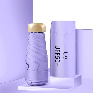 80% Off Mini UV Umbrella Small Pocket Travel Rain Parasol Vinyl Folding Sun Shade Umbrella UPF50+ Portable Capsule Umbrellas 우산