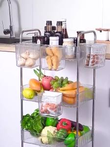 ชั้นวางของรถเข็นพลาสติก +ที่จับ 3/4/5ชั้น ชั้นวางเครื่องสําอาง พร้อมล้อเลื่อน มีสไตล์ให้เลือก ไตล์ ดีไซน์โปร่งใส