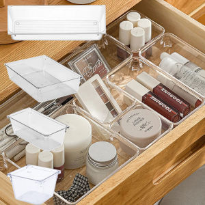 Clear Drawer Organizer Transparent Drawer Divider Storage Box Bins Case for Utensil Cosmetic Groceries Kitchen Tableware