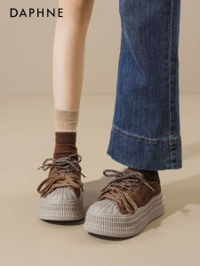 Daphne Brown Thick Bottom Canvas Shoes Womens 2025 New Autumn Shell Head Casual Sports Shoes Comfortable Breathable