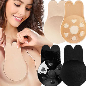 Reusable Rabbits Ear Nipple Cover Lift Breast Patch Self-adhesive of Silicone Invisible Bra Sports Push-up Chest Paste Underwear