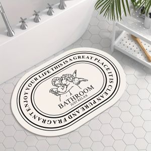 Thảm Trải Sàn Hình Bầu Dục VIKAMA Hình Thiên Thần Cho Trẻ Em Thảm Phòng Tắm Dày Dặn Chống Trượt Thảm Cạnh Giường Ngủ Thảm Cửa Phong Cách Hiện Đại Bằng Polyester Để Trang Trí Nhà Cửa