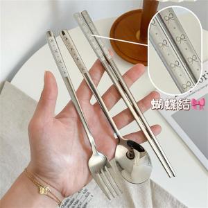 Portable Outdoor Stainless Steel 316 Cutlery Set High Aesthetic Value Food Grade Spoon Fork Chopsticks Storage Three Piece Set