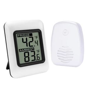 Wireless Refrigerator Digital Thermometer with Remote Sensor - Mini Fridge Temperature Monitor Large LCD Display Alarm Alert