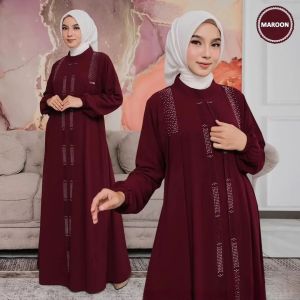gamis crinkle airflow aplikasi Swaroski terbaru 2026 tamara dress baju gamis crinkle polosaplikasi swarovky mewah dress pesta tersedia ukuran jumbo XXL ( ld 120cm) S M L XL dan XXL baju lebaran perempuan dewasa fashion wanita muslim