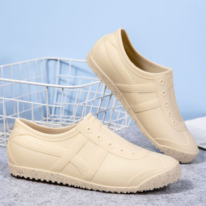 Preppy Style Rain Boots Womens Low Ankle Slip-on Rain Boots Waterproof Non Slip Kitchen Work Rubber Shoes New Arrival Stylish Water Shoes Soft