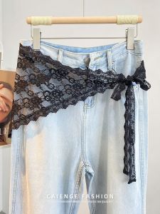 CAIENGE | Black Triangle Lace Fashionable Apron for Women
