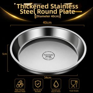 JXIEUM | Heavy-duty Food Grade Stainless Steel Round Steaming Plate