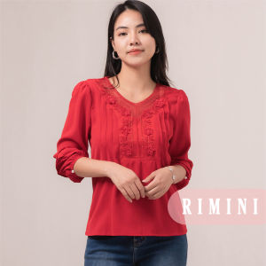RIMINI - Atasan Dewasa Blouse Casual Bordir Depan XS-XL - Romee Neck Top 85812