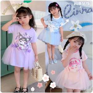 [PRINCESS KESLI] 2-9 Tahun Dress Anime Kartun Princess Kulomi Lucu Anak Perempuan New pure cotton gaun anak-anak