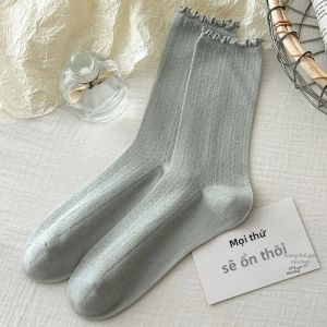 Vớ Nữ Ren Xếp Ly Lưới Kiểu Dáng Rộng Chất Liệu Cotton Mỏng Thoáng Khí Không Đường May Dài Đến Giữa Bắp Chân Dành Cho Mùa Hè Size EU 35-40 US 5-9 9 Tùy Chọn Màu Sắc