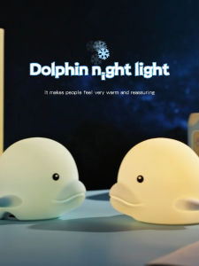 [SG Stock] Cute Little Whale LED Silicone Night Lights Rechargeable Touch Control Dolphin Sleep Lamp