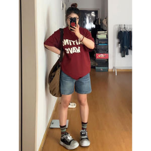 plus Size Denim Shorts Womens High Waist Straight Leg Jeans Summer New Style Pear Shape Body Slimming Wide Leg Pants