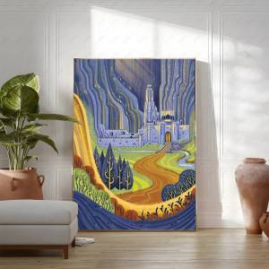 Bandai | Abstract Ring Art Retro Travel Poster Canvas Painting Vintage Film Mordor Castle Lord Magic Wall Kid Bed Room Home Decor Picture