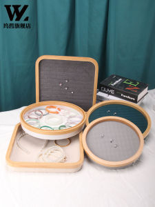 New Bamboo Wood Jewelry Display Stand Ring Holder Bracelet Tray Storage Box Earring Organizer Counter Decor Accessories