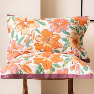 Colorful Floral Cotton Pillow Towel Soft Breathable Absorbent Retro Home Use Bedding Single Person Pillow Cover