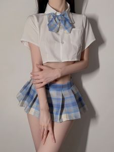 Bộ Đồ Học Sinh Nhật Bản JK Gợi Cảm Bộ Hai Mảnh Váy Ngắn Xếp Ly Ngắn Áo Sơ Mi Polyester Cho Nữ Bộ Đồ Học Sinh Gợi Cảm