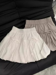 Váy Ngắn Xếp Ly Chữ a Cạp Cao Phong Cách Hàn Quốc Mùa Hè Cho Nữ Cỡ Lớn Có Nơ Bướm Hoa Bồng Bềnh Váy Ngắn Che Mông