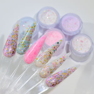 5/6/7Jars Nail Acrylic Powder with Irregular Sequins White Crystal Polymer for Manicure Extension/Dipping/Engraving Pigment Dust